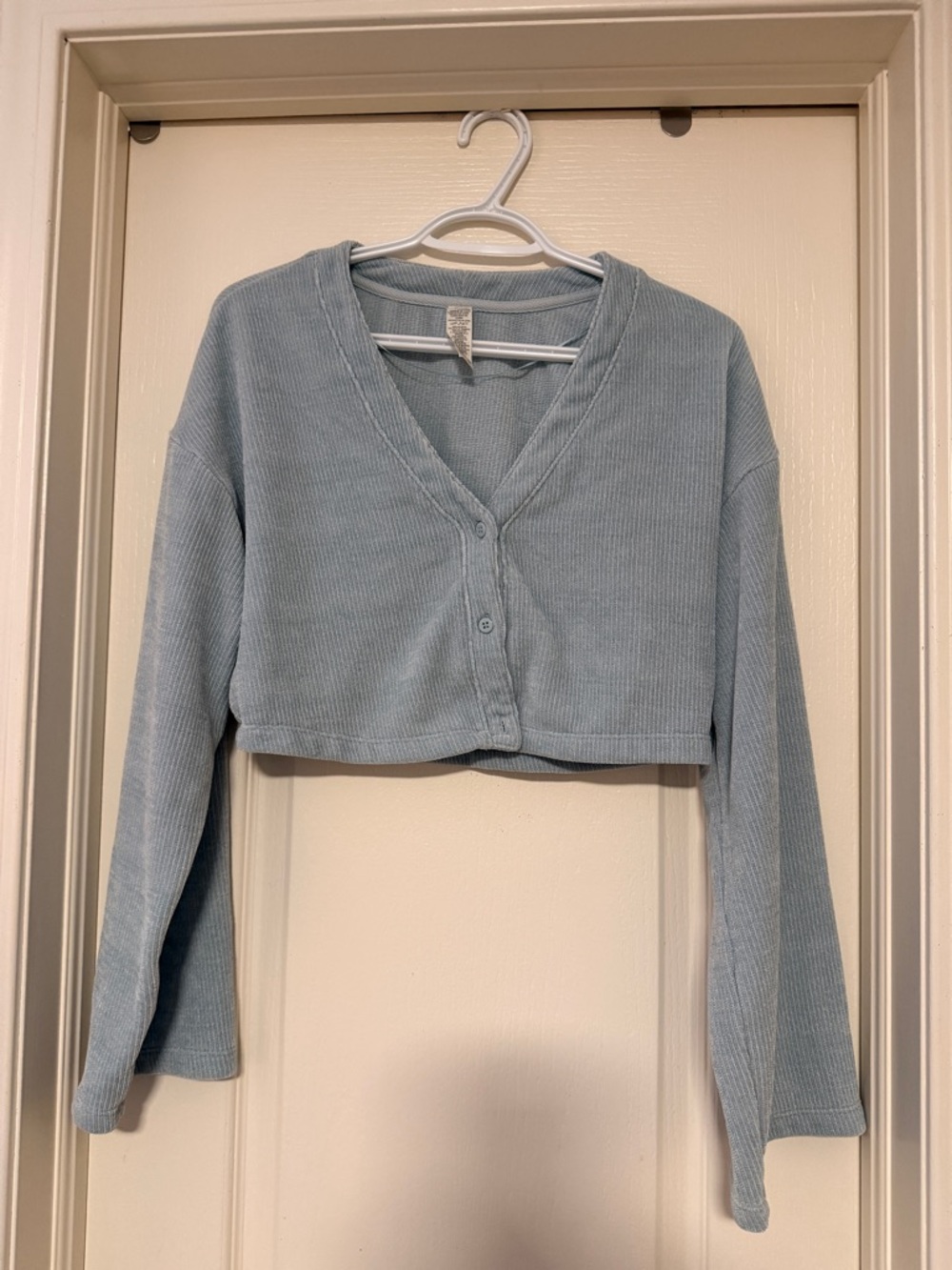 ALO Yoga Light Mint Waffle Knit V-Neck Top - Picture 5 of 5